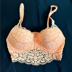 (34A-C and 32C-D) PINK Victoria’s Secret orange lace push up bralette Small New